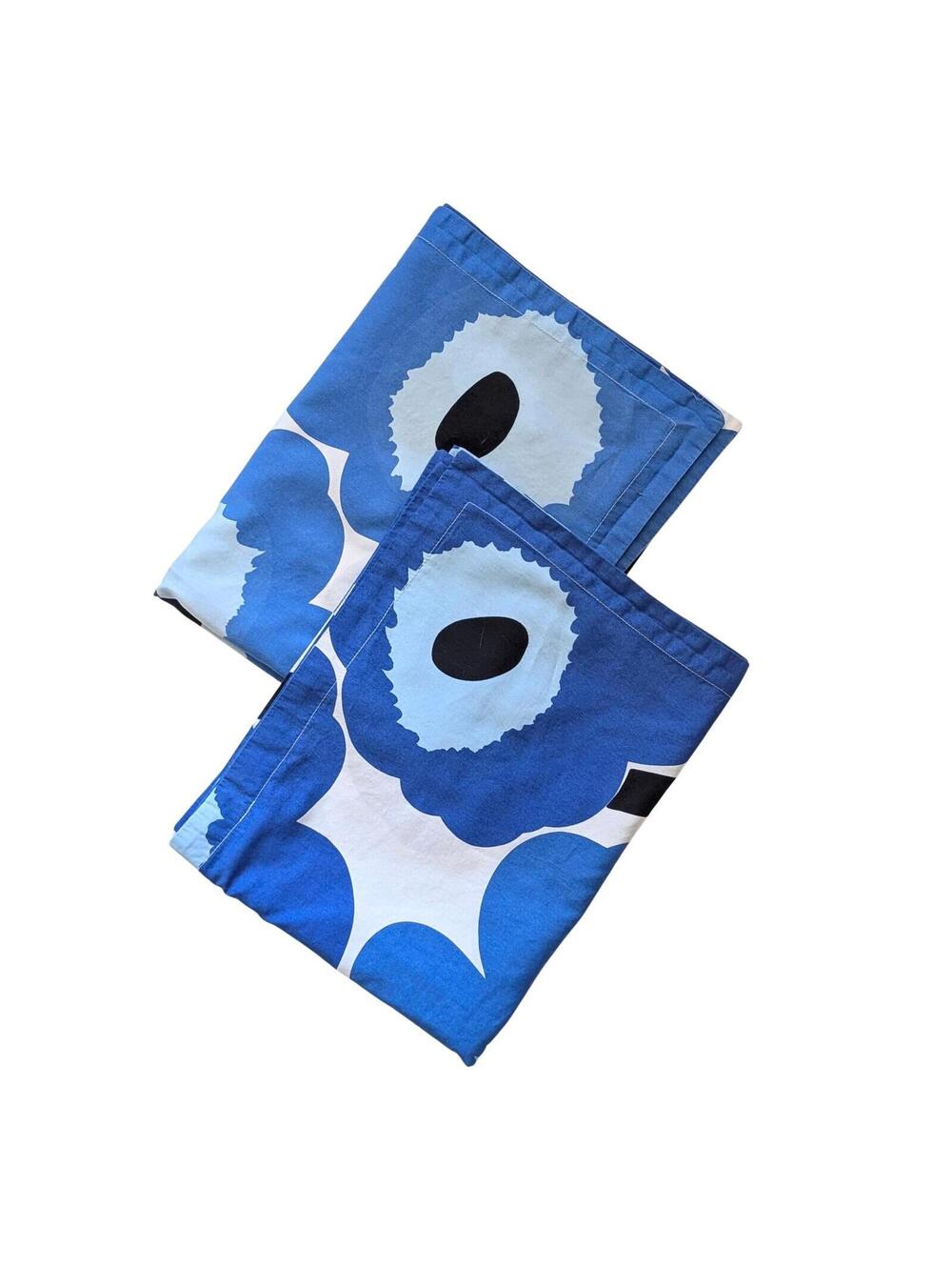 Marimekko Blue Unikko Pillow Shams - Set of Two - Iconic Poppy Pattern